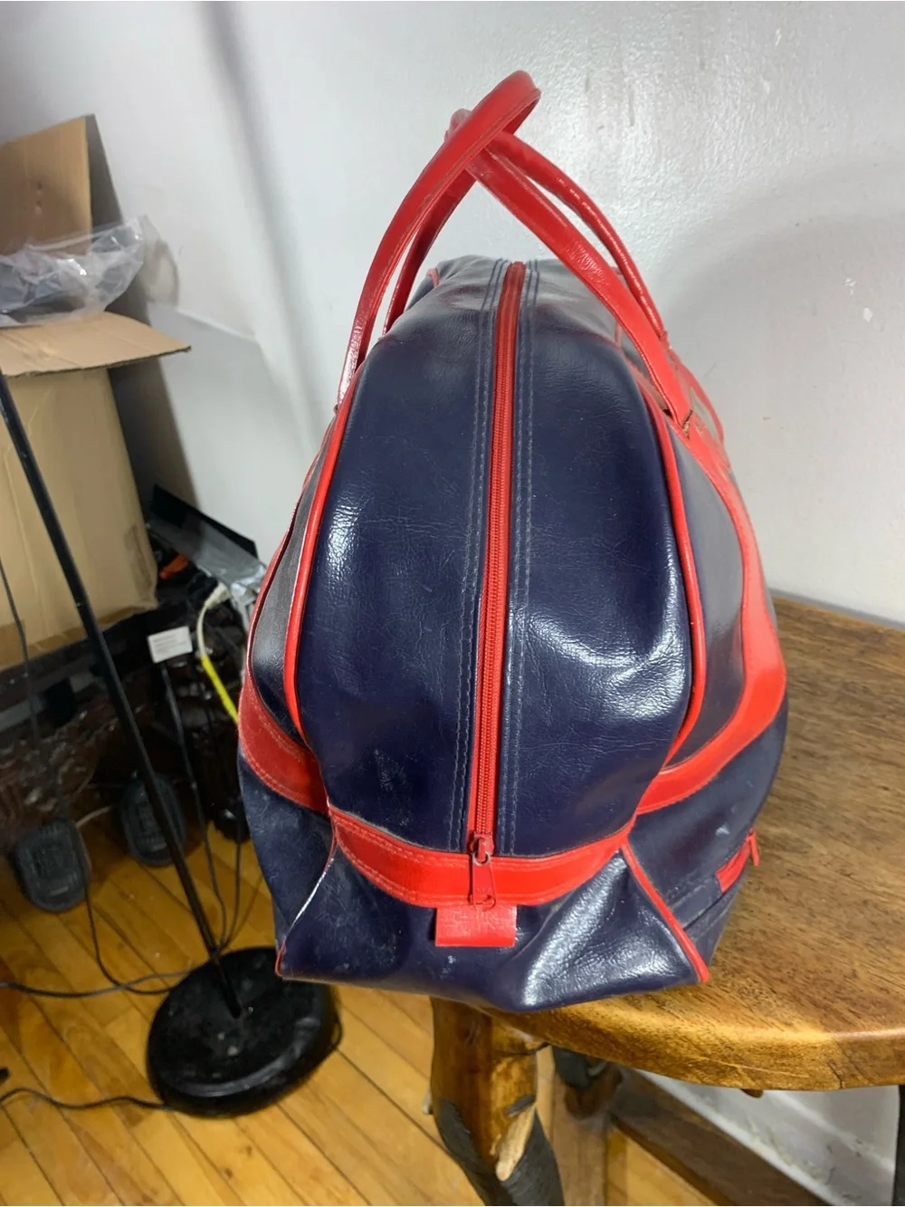 Large Vintage 70s gym soorts bag , weekender bowling duffle bag, unisex - Picture 5 of 13